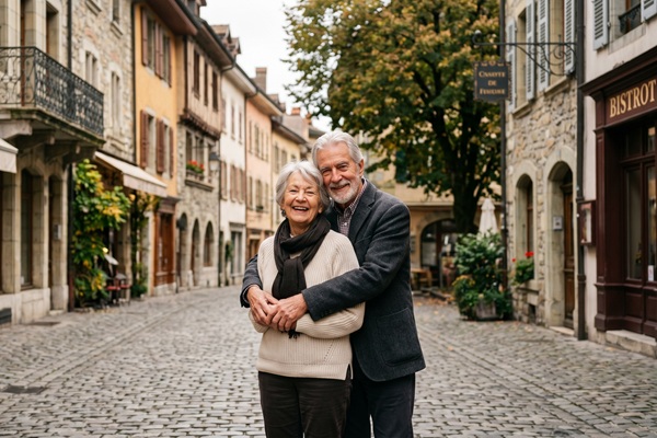 Mature couple walking in Central Park